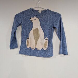 Crewcuts Factory Polar Bear Graphic Long Sleeve Tee Blue White Size 4-5